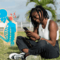 Teen using smartphone